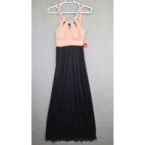 City‎ Triangles Dress Juniors 11 Prom Gown Pink Top Black Bottom Rhinstone Neck